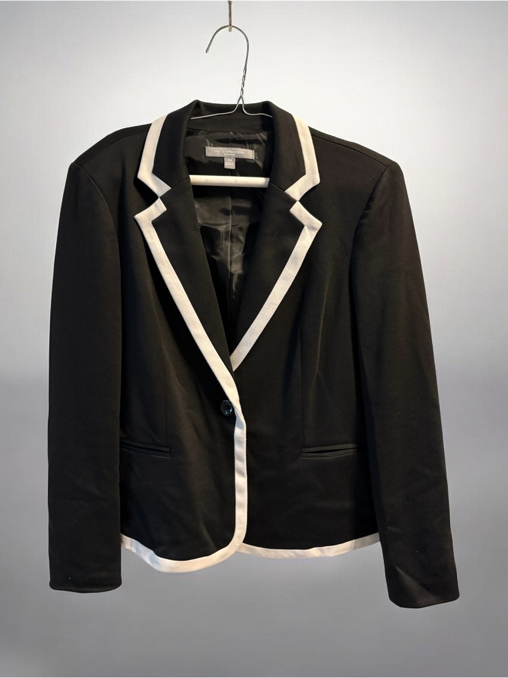 NY Collection Black Blazer with White Trim